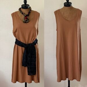 Pact Womens Sleeveless Tank Midi Dress Organic Cotton Taupe Size XL